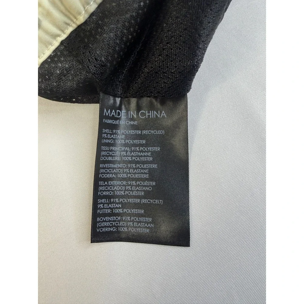Club Monaco Mens XXL Abstract Print Swim Trunks Cream Grey Drawstring Mesh Liner
